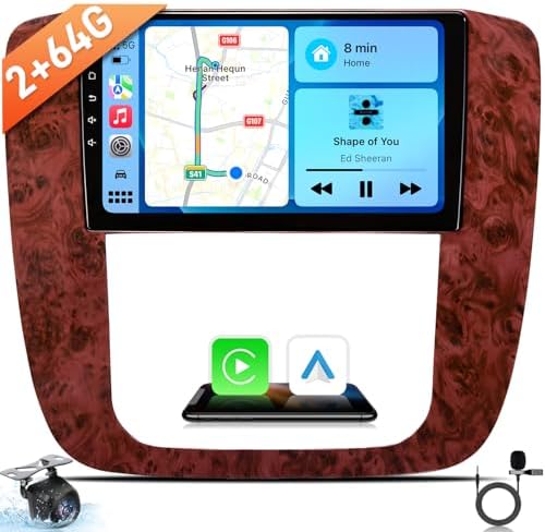 64G Android 13 Upgrade Car Radio for Chevrolet Chevy Silverado Tahoe Suburban GMC Sierra Yukon 2007-2013: 9" HD Touchscreen Wireless Carplay & Android Auto GPS Navigation WiFi Bluetooth Backup Camera