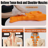 Trapezius Massager Trapezius Trigger Point Massager - Deep Tissue Neck & Shoulder Relaxer - 14 Massaging Knobs for Pain Relief - Lightweight & Portable Design(Orange)