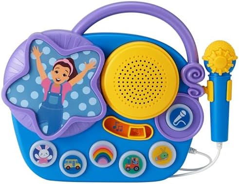 eKids Ms Rachel Karaoke Microphone with Boombox for Fans of Toddler Toys, Kids Karaoke Machine with Built in Music