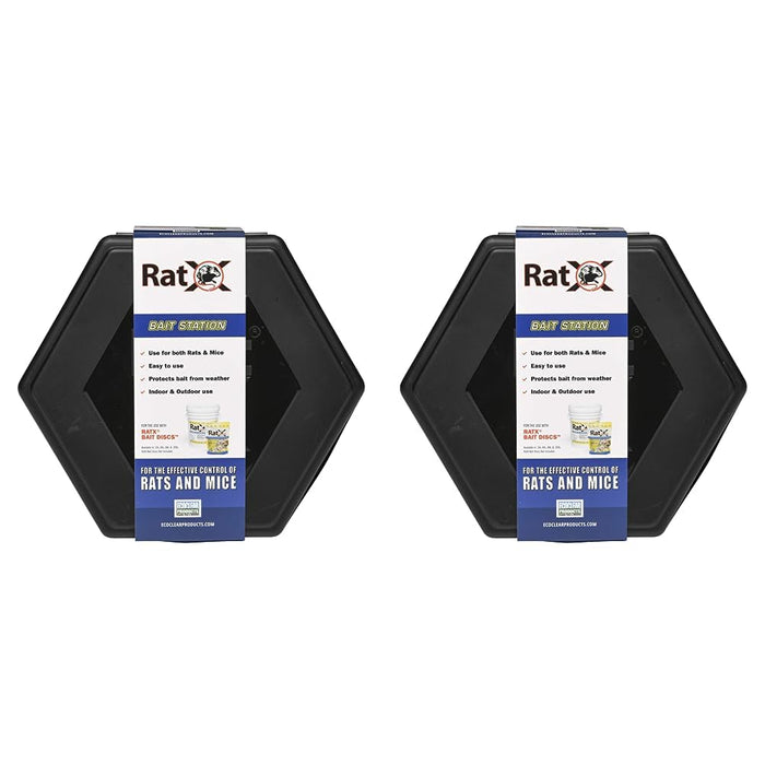 RatX EcoClear Products 620301-3D, Rodent Station, Plastic, Small Size Suitable for Mice Weatherproof Rat/Mouse Bait Box, Multi (Pack of 2)