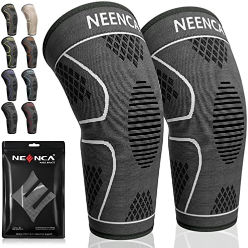 NEENCA Knee Braces for Knee Pain Women & Men -2 Pack Knee Sleeves for Knee Pain Set, Knee Brace Compression Sleeves, Knee Support for Sports, Running, Meniscus Tear, ACL, PCL, Arthritis Pain Relief...