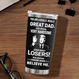 Gifts for Dad-Stocking Stuffers for Dad Husband Grandpa Adults Step Dad,Funny Gifts Christmas Gifts for Men Dad Birthday Gift for Dad-Dad Gifts for Fathers Day -Dad Joke Tumbler 20oz (Trump-Great dad)