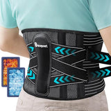 Bracepost Back Brace for Lower Back Pain,2 Reusable Ice Pack for Injuries Lumbar Support Belt for Men Women,Bionic Spine Design Back Brace with Cold Pad for Sciatica Herniated Disc,XXL