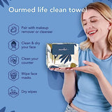 Ourmed Life Disposable Face Towel | 100 Count Lint-Free Biodegradable Towels | Face Clean Dry Makeup Remover Wipes | Super Soft & Thick for Sensitive Skin | 10-Inch X 12-Inch Extra Large | Pack of 2