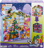 Polly Pocket Dolls Advent Calendar, Gingerbread House Playset with 24 Surprises, Dollhouse Furniture, Toy Car & Holiday Accessories