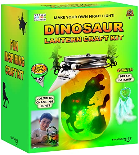 Dinosaur Lantern Nightlight Craft Kit, DIY Kits For Kids Crafts For Boys & Girls,Dinosaur Gifts For Boys Ages 3 4 5 6 7 8-12 Years And Up, Best Dinosaur Toy Birthday Art Set & Top Christmas Presents