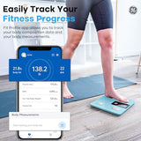 GE Weight Scale Body Fat: Smart Scale for Body Weight Bluetooth Weight Scales Bathroom Digital Scale with BMI Body Fat Percentage Body Composition with Large LCD Display 396lbs Weighing Scale Blue