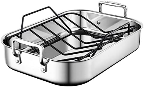 Le Creuset Stainless Steel Roasting Pan with Nonstick Rack, 14" x 10"
