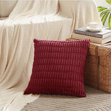 Fancy Homi 4 Packs Burgundy Decorative Throw Pillow Covers 18x18 Inch for Living Room Couch Bed, Holiday Christmas Home Decor Gift, Soft Plush Corduroy Cute Accent Square Cushion Case 45x45 cm