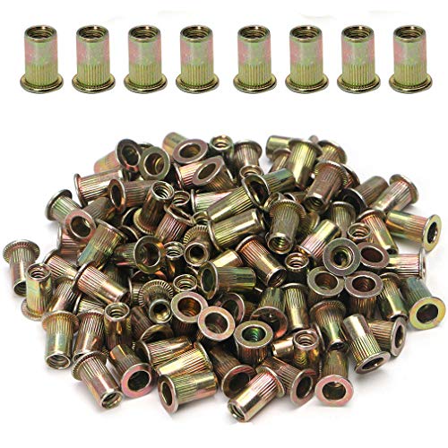 100pcs Carbon Steel SAE 3/8-16 Rivet Nuts Threaded Rivet Insert Nutsert Rivnuts Kit 3/8-16UNC