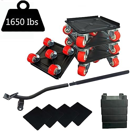 Furniture-Dolly-Furniture-Movers with-5-Wheels, Furniture Sliders Lifters Tool Set for Moving Heavy Duty, Furniture Dollies, Max Capacity 1650Ib Red
