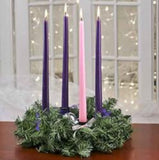 Artificial Evegreen Pine Christmas Advent Wreath Kit - Set Includes a Wreath of Faux Pine Greenery with Metal Candle Holders and a Box of 4 Advent Candles by Factory Direct Craft