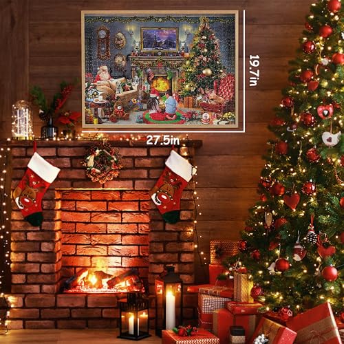 Jigsaw Puzzle Advent Calendar 2024 Christmas Countdown Puzzle - Festive Fireplace 1008 Pieces Puzzles for Adults and Kids 24 Boxes Advent Calendar for Men Women Boys Girls Gifts(27.56 x 19.68 Inch)