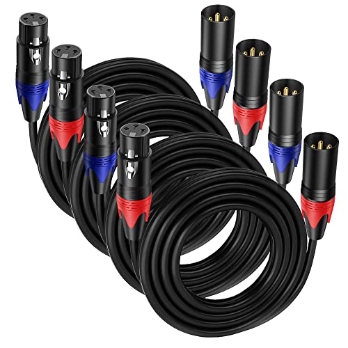 XLR Cables 10 FT 4PACK, XLR Male to XLR Female Cable, Professional Balanced Microphone Lead XLR Male to Female Cables, Extension Mic Cable Cord (4PACK /10 FT)