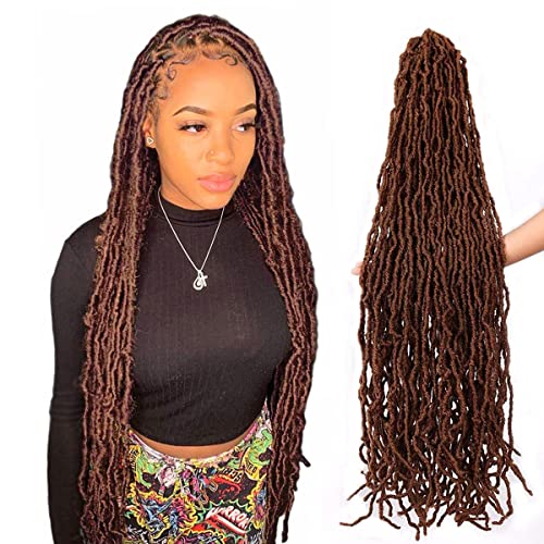 36 Inch 7 Packs Soft Locs Crochet Hair Brown Color 30 Whole Strand No Extended Long New Faux Locs Pre-looped Super Lightweight Synthetic Hair Braids For Black Women (36inch, 7packs, 30)