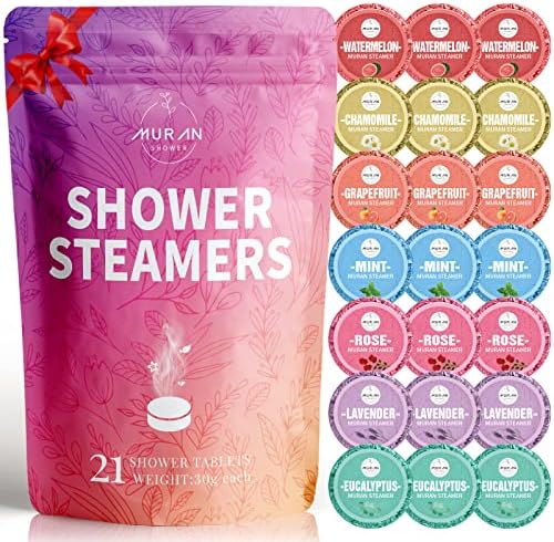 Shower Steamers Aromatherapy 21-Pack Shower Bombs Valentines Day Gifts for Her Him Mom Wife, Eucalyptus Rose Lavender Mint Wrapefruit Chamomile Watermelon Essential Oil, Birthday Gifts for Women