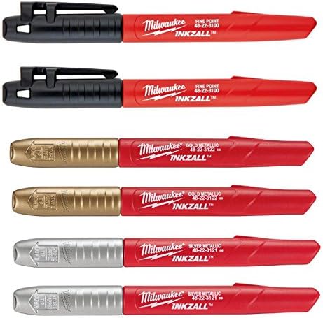 Milwaukee Inkzall Fine Point Black, Gold and Silver Marker Bundle