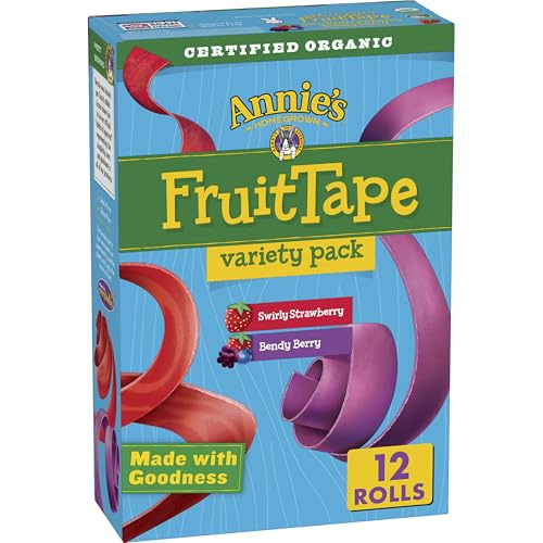 Annie's Organic Fruit Tape, Easter Basket Stuffers, Swirly Strawberry and Bendy Berry Flavors, Variety Pack, 9 oz, 12 Rolls