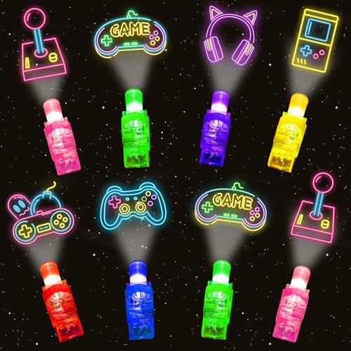 24PCS Video Game Party Favors LED Finger Lights, Glow in the Dark Light Up Toys Gifts Bulk for Kids Boy Girl Birthday Goodie Bags Fillers Easter Basket Stuffers Back to School Party Classroom Prizes