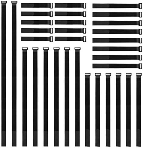 8"12"18"24"36" Cable Straps, 32 pcs Reusable Fastening Hook and Loop Utility Cable Ties Down Wraps Adjustable Cinch Straps