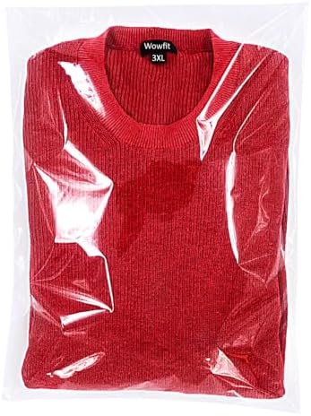 Wowfit 100 Count 14x20 Inch Clear Cellophane Plastic Bags, Resealable Self-Sealing Cello Bags Great for Packaging Clothing, Shirts, Decorative Wrappers, Party Favors, Artwork and More