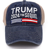 NDLBS Trump 2024 The Sequel Hat Campaign Rally Embroidered US Trump 2024 MAGA Hat Adjustable Baseball Trucker Cap