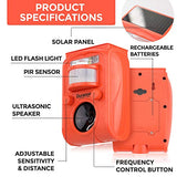 All New 2024 Deer Repellent Outdoor Ultrasonic - Solar Powered and Motion Sensor Activated with Strobe Flashing Light - Outdoor Wild Animal Cat, Rat, Skunk, Dog Repeller Deterrent System for Garden