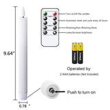 GenSwin Flameless Flickering Taper Candles with 2 Remote Controls and Timer, Real Wax 3D Wick Light Window Candles Battery Operated Pack of 8, Christmas Home Wedding Decor(White, 0.78 X 9.64 Inch)