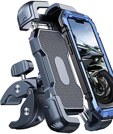 Motorcycle Phone Mount Holder, [150mph Wind Anti-Shake][7.2inch Big Phone Friendly] Bike Phone Holder, Motorcycle Handlebar Cell Phone Clamp, Compatible with iPhone 16 Pro Max Smartphones