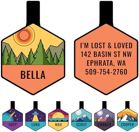 GoTags Silent Dog Tag, Personalized Engraved Silicone Dog and Cat Name Pet ID Tags, Soundless No More Jingling Dog Tags (Forest Gold)