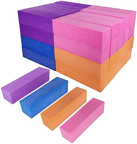 40 Pcs Nail Buffer Block for Acrylic and Natural Nails, 4 Sided Sanding Buffers for Gel Nails Fingernail Shine Buffing Filer Set, Professional Manicure Polisher Buffer Bulk Medium Grit (Multi-Color)
