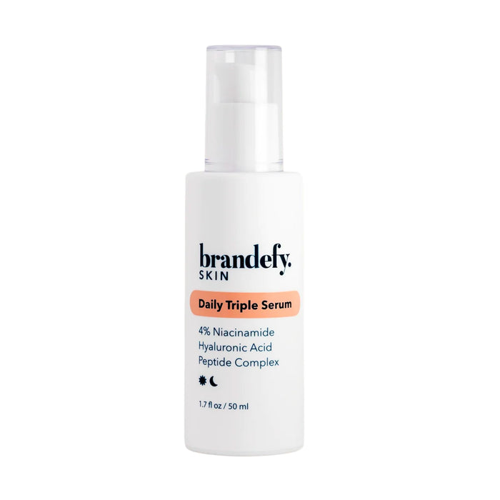 Brandefy Daily Triple - Niacinamide Serum, Peptides and Hyaluronic Acid. Hydrating & Plumping Serum for Bright, Smooth, Firm & Dewy Skin, 1.7oz, Made In The USA