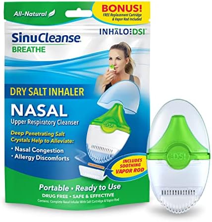 SinuCleanse Inhalo Nasal Dry Salt Inhaler, 100% All-Natural Deep Penetrating Salt Crystals Help You Breathe Easier