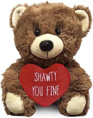 Shawty You Fine - 10" Teddy Bear - Couples Gifts for Her Him - Funny Stuffed Animal for Girlfriend, Boyfriend, Best Friend - Birthday, Engagement, Valentines, Anniversary, Wedding