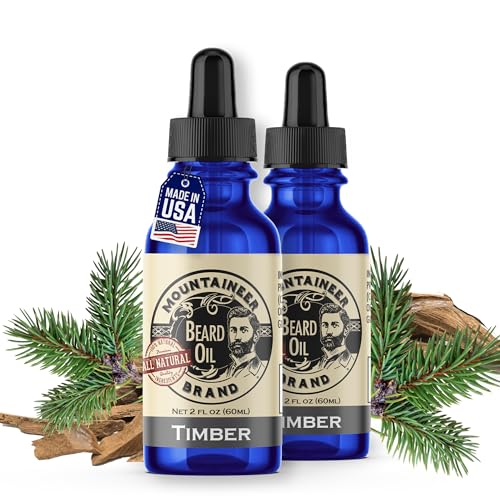 Mountaineer Brand Beard Oil - WV Timber Scent - 100% Natural Conditioner and Softener For Men - Hydrates and Moisturizes for Beard Growth - Treats Dry Itchy Beards - 2oz 2 Pack