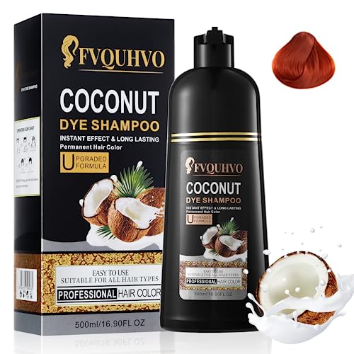 Coconut Grape Instant Hair Color Shampoo - Long-lasting Red Dye for All Hair Types, 3-in-1 Formula for Women & Men