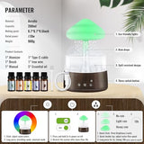 Rain Cloud Humidifier Water Drip with 5 Essential Oils, Cloud Diffuser with 7 Changing Colors Night Lights, Mushroom Humidifier Desk Bedside Water Drop Sound, Black