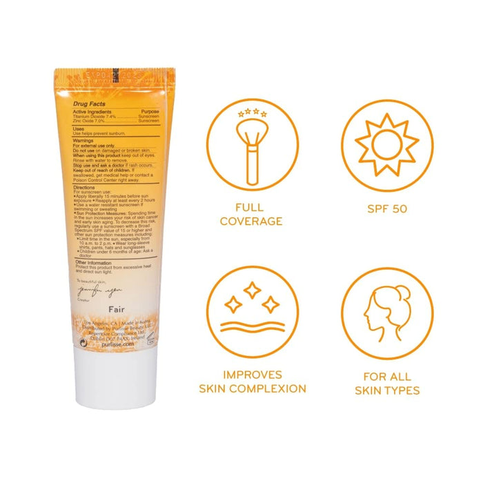 pūrlisse Youth Glow Vitamin C CC Cream SPF 50: Cruelty-Free & Clean, Paraben & Sulfate-Free, Full Coverage, Hydrates with Hyaluronic Acid | Light 1.4oz