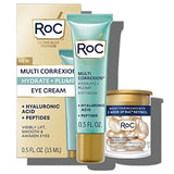 RoC Multi Correxion Hyaluronic Acid Anti Aging Under Eye Cream for Puffiness & Dark Circles (.5 OZ) + RoC Retinol Capsules (7 CT), Skin Care Routine, Fragrance & Paraben Free for Women and Men