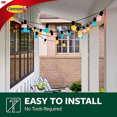 Command Outdoor Light Clips, 16 Clear Clips and 20 Command Strips, Damage Free Hanging Outdoor Light Clips with Weather Resistant Strips, No Tools Wall Clips for Hanging Outdoor Lights and Cables