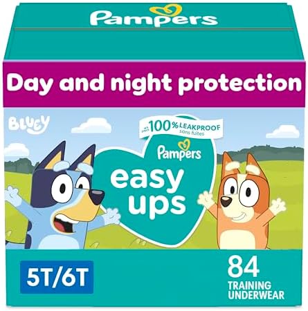 Pampers Easy Ups Boys & Girls Bluey Potty Training Pants - Size 5T-6T, One Month Supply (84 Count), Training Underwear (Packaging May Vary)