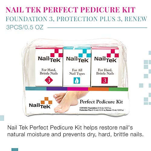 Nail Tek Kit, Pedicure Foundation 3, Protection Plus 3, Renew - 3 pc, Repair and Reinforce Dry, Brittle Nails, Prevents Nails Discoloration