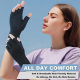 TIZHJOZI 2 Pairs Copper Arthritis Compression Gloves for Rheumatoid, Osteoarthritis, Carpal Tunnel Pain Relief, Compression Hand Gloves for Women & Men,Anti-Slip Fingerless Gloves for Work,Typing (L)