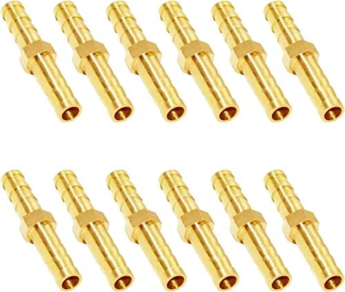 JoyTube Brass Hose Barb Fitting Metals Splicer Mender, 1/4" Barb Hose Union Fuel Gas Water Air (Pack of 50)