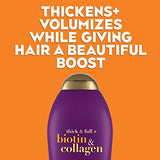 OGX Thick & Full + Biotin & Collagen Extra Strength Volumizing Shampoo + Conditioner with Vitamin B7 & Hydrolyzed Wheat Protein for Fine Hair, 25.4 oz Pack of 2