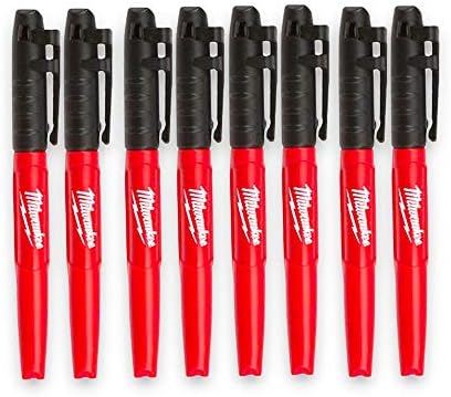 Milwaukee Inkzall Point Markers, Fine, Black (8)