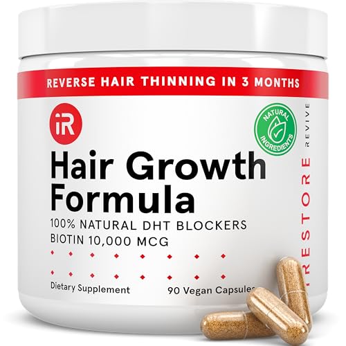 iRESTORE Hair Growth Supplement - Hair Loss Vitamins for Women and Men - Has Biotin Multivitamins & DHT Blocker to Reduce Hair Thinning - Hair Regrowth Pills for Thicker Fuller Volume - 30 Days Supply