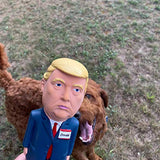 Happy Creatures - Donald Trump Squeaky Dog Toy - Crazy Realistic & Funny - Natural Rubber (Latex) 8.5" Tall - Small, Medium & Large Dogs - Durable & Interactive Play Toy