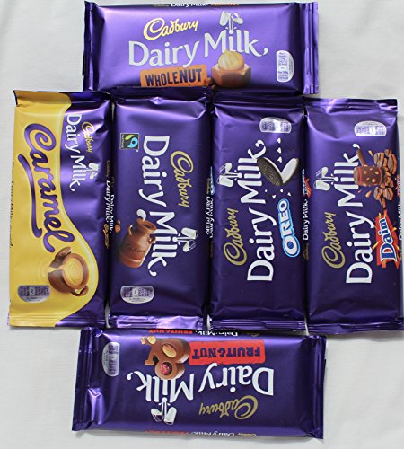 Cadbury Dairy Milk Most Popular Chocolate Bars From England- Whole nut, Caramel, Fruit & Nut, Oreo, Plain, Daim,110 grams