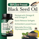 Black Seed Oil Capsules 1000mg - Vegan Cold-Pressed Nigella Sativa Black Seed Oil, Nature's Pure Black Cumin Seed Oil for Immune, Hair and Brain Support, Non-GMO - 180 Capsules